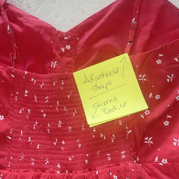 Gap Pink White Floral Sundress Adj Straps Shirred Bodice Twirly Swirly Sz 2 EUC - Picture 8 of 9